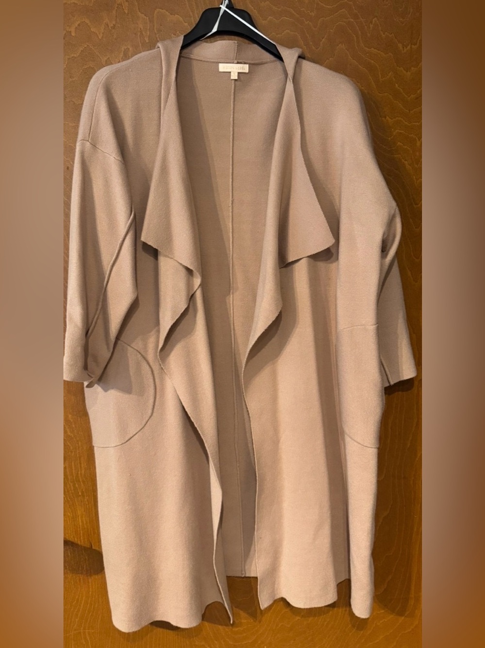 Light Taupe Open-Front Draped Cardigan